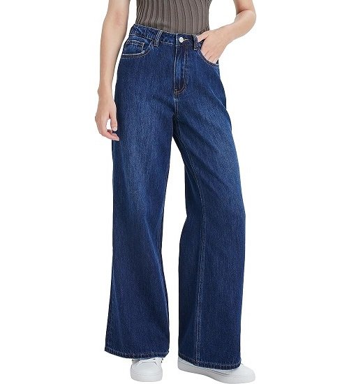 Wide Leg Jeans for Women High Waisted Stretchy Baggy Straight Denim Pants