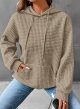 Womens Hoodies Casual Long Sleeve Drawstring Waffle Pullover Tops Loose Hooded Sweatshirt with Pocket