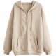 Women's Oversized Long Sleeve Drawstring Drop Shoulder Zip Up Hoodie Sweatshirt