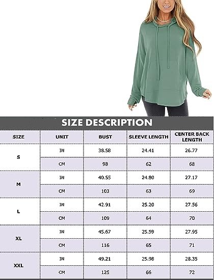 Women's Long Sleeve Hoodies Drawstring Sweatshirts Hooded Tops with Pocket