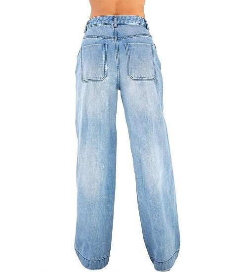 Women's High Waisted Wide Leg Jeans Straight Denim Pants Casual Baggy Trousers
